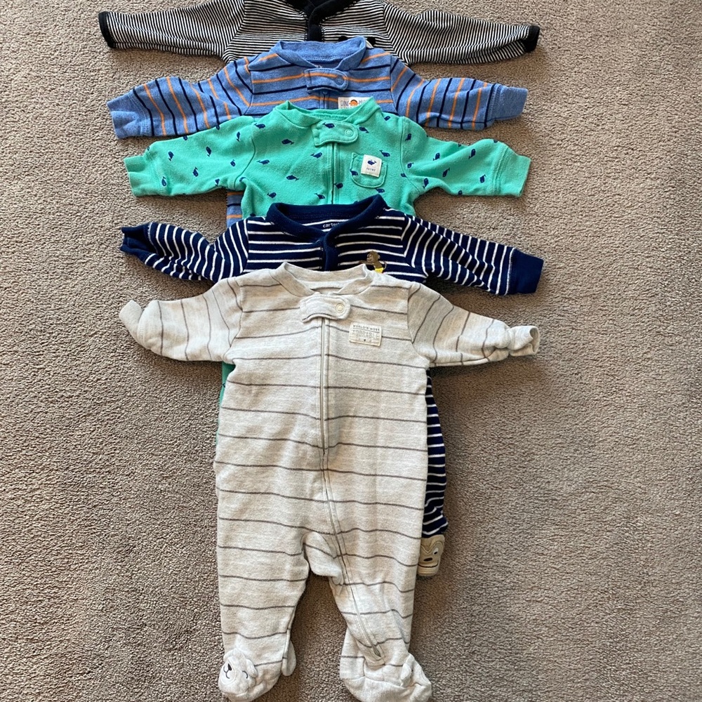Lot of 5 Carter’s Sleep & Play, 3 Month